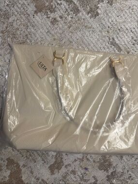 Ulta Beauty Ivory Tote with Gold Hardware